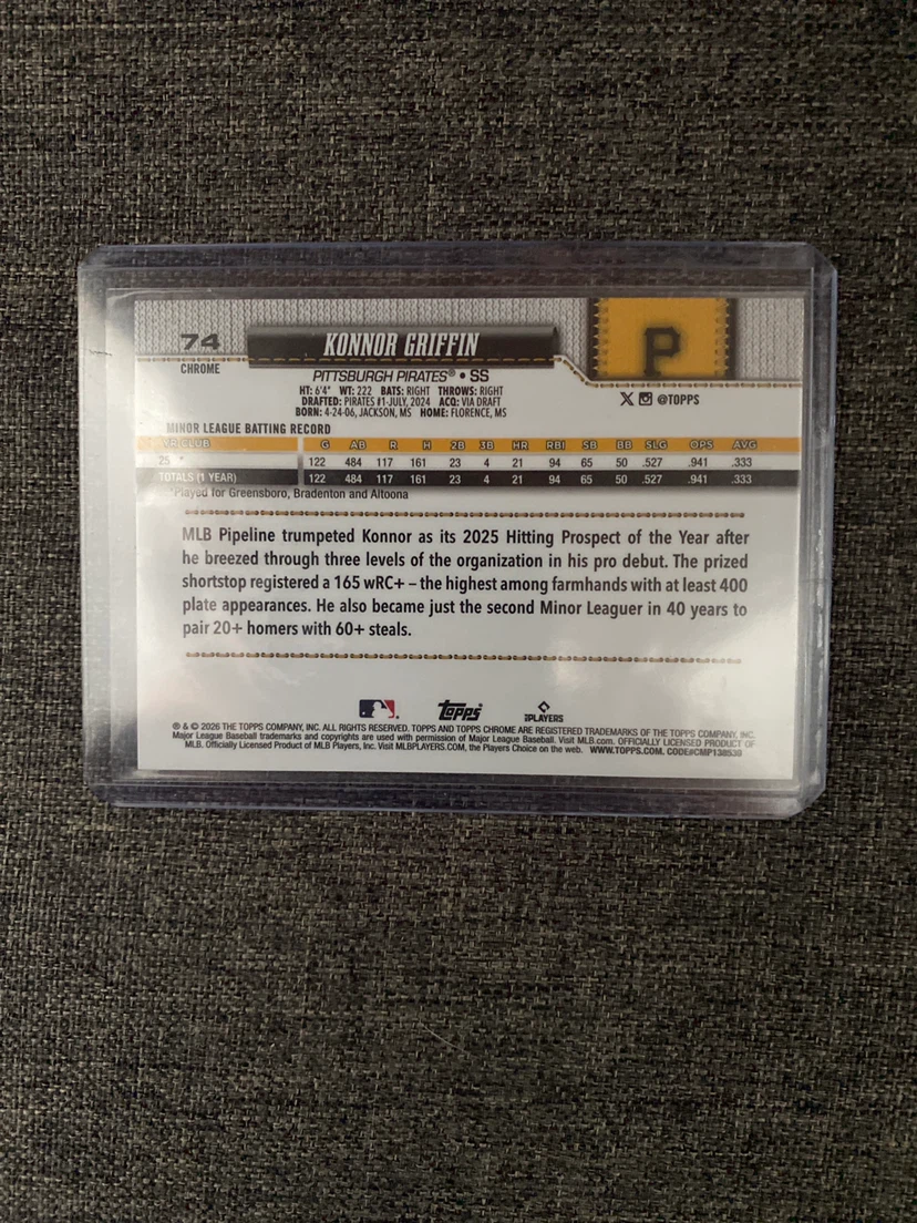 2026 Topps Chrome Konnor Griffin Rookie Card - photo 2