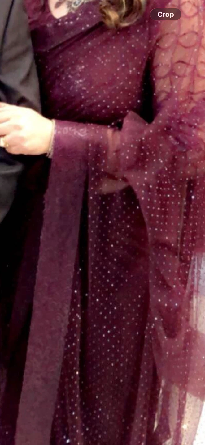 Burgundy Sequin Embellished Saree - photo 2