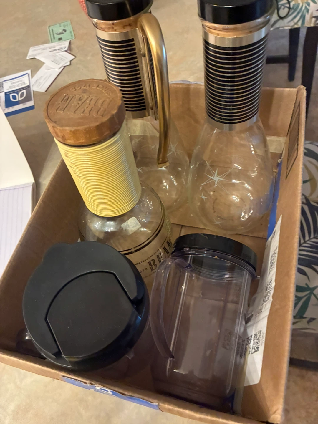 Assorted Glass Decanters Blending containers