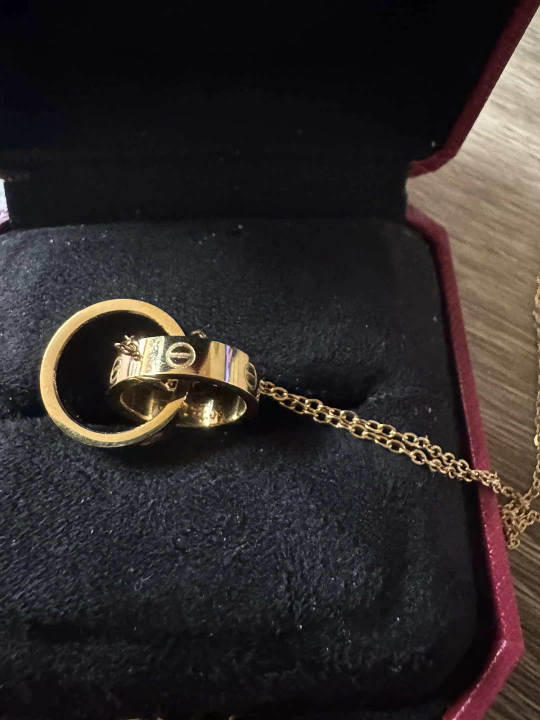 Cartier Love gold plated Interlocking Rings Necklace 🏈 - photo 2