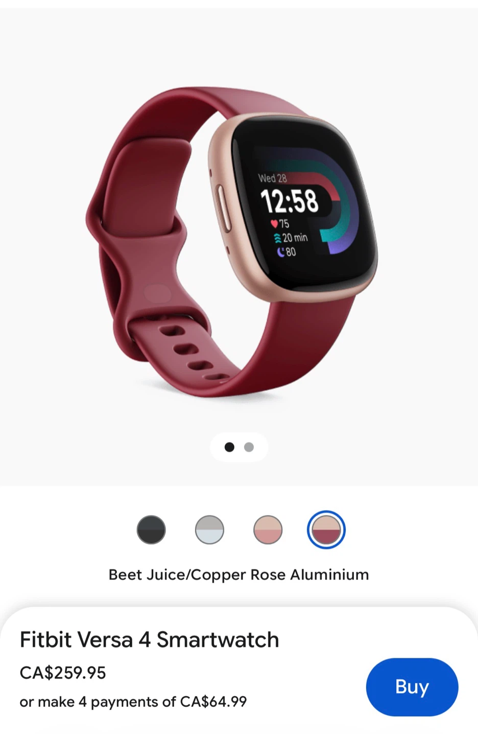 Fitbit Versa 4 Smartwatch - Copper Rose with box - photo 3