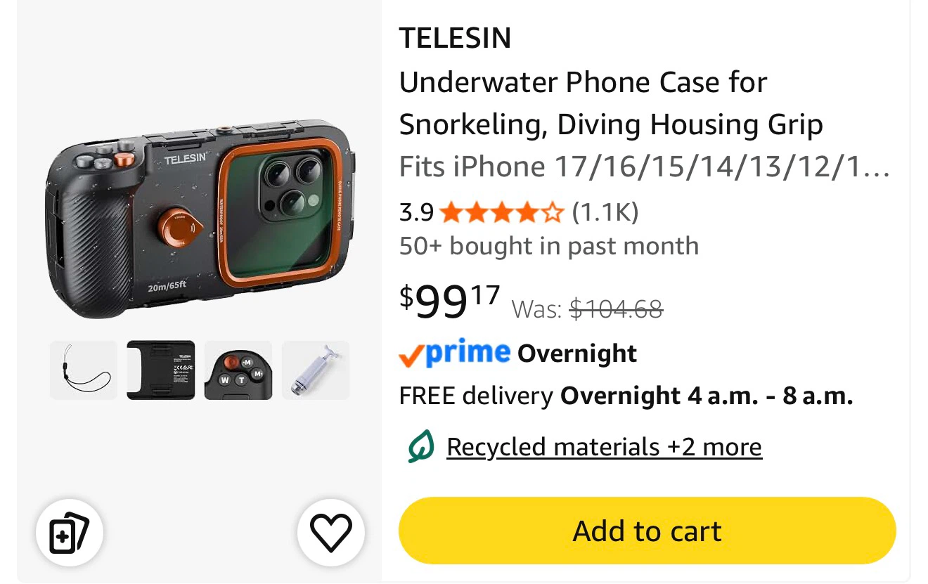 TELESIN Underwater Diving Phone Remote Case