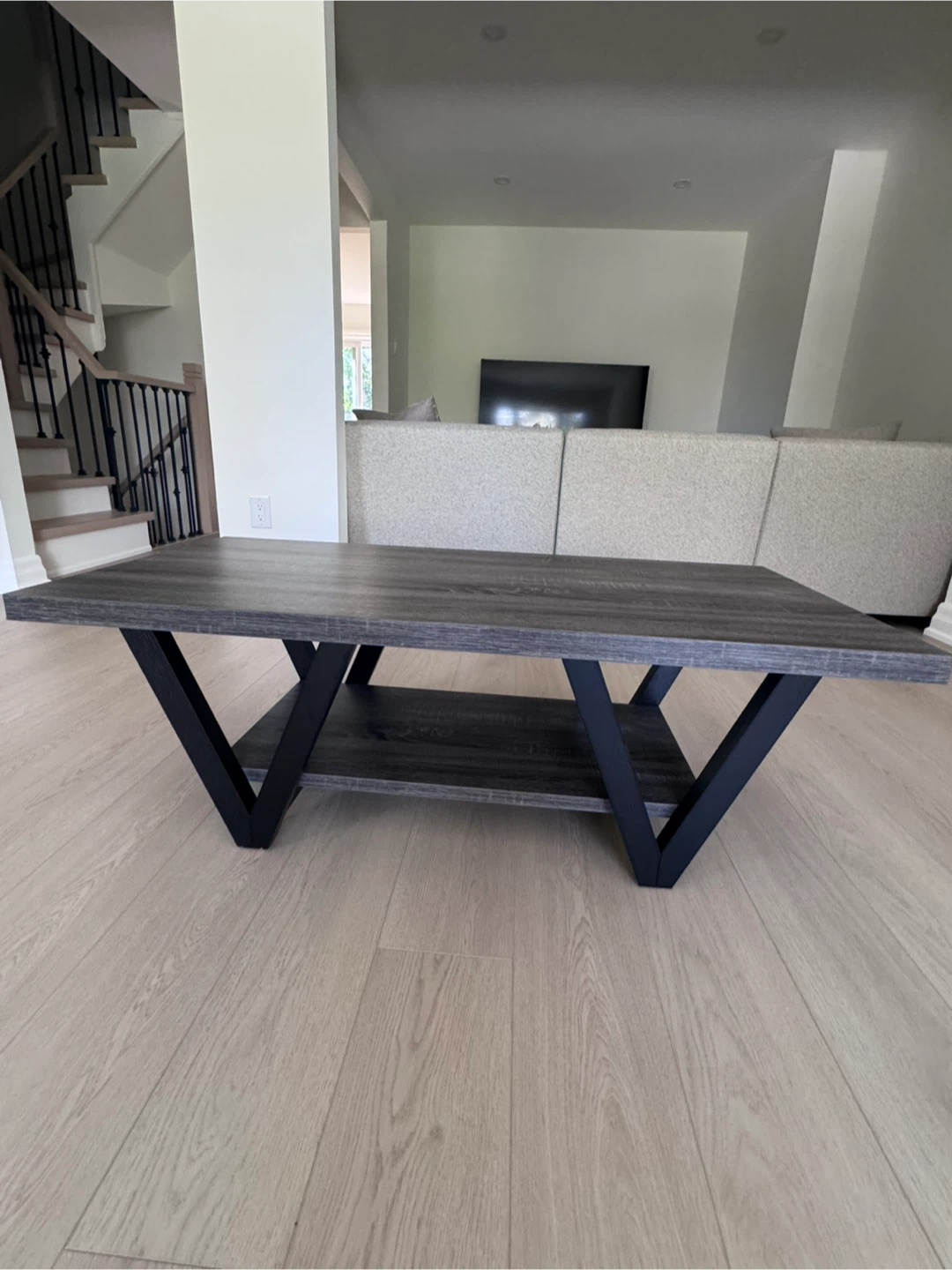 Industrial Coffee Table with Storage Shelf