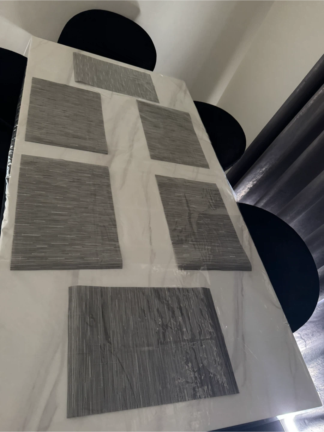 🏈 Set of 6 Grey PVC Placemats