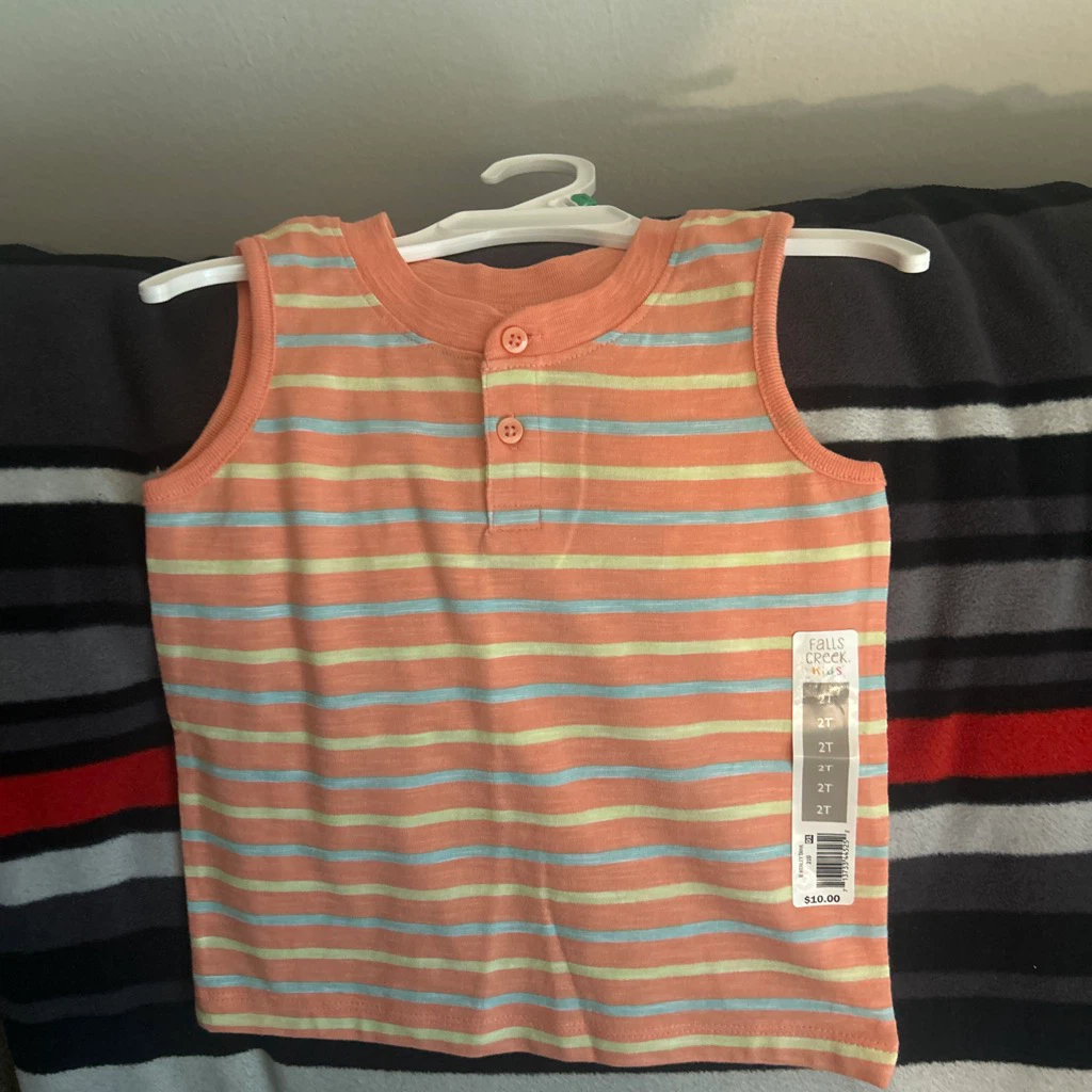 Falls Creek Kids Striped Henley 🏈 Tank Top