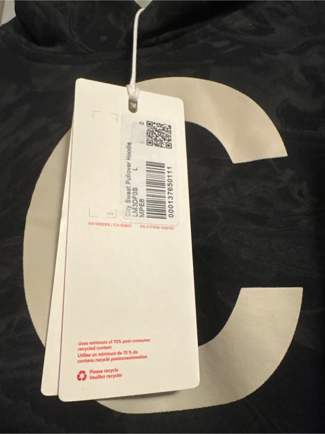 New Lululemon City Sweat Pullover Hoodie Black Marble Size L - photo 2