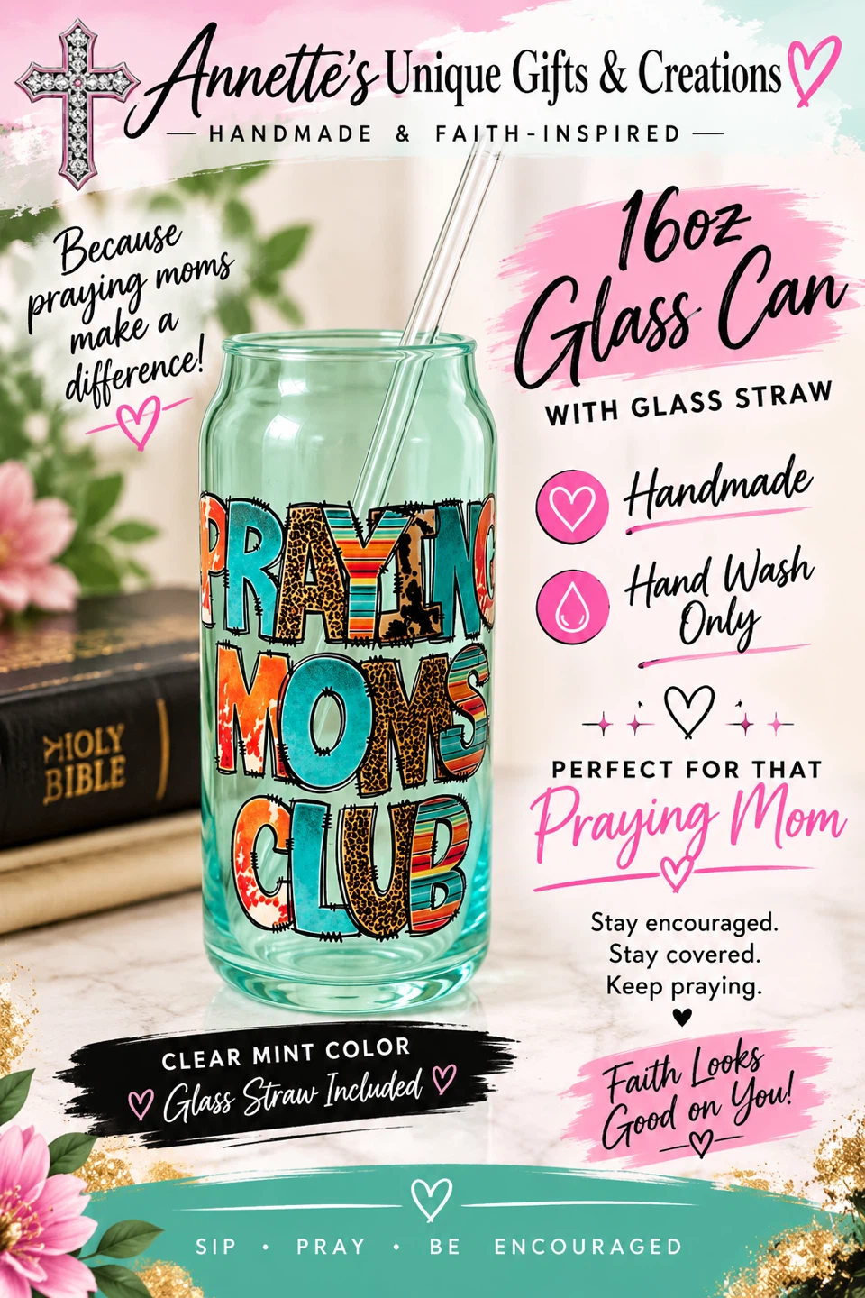 Annette's Unique Gifts 16oz 🏈 Glass Can