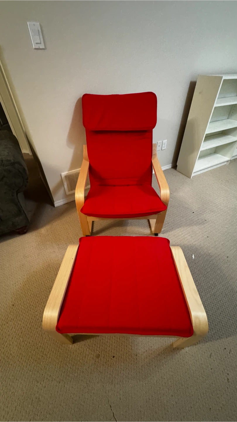 IKEA Poäng Chair and Ottoman - photo 2
