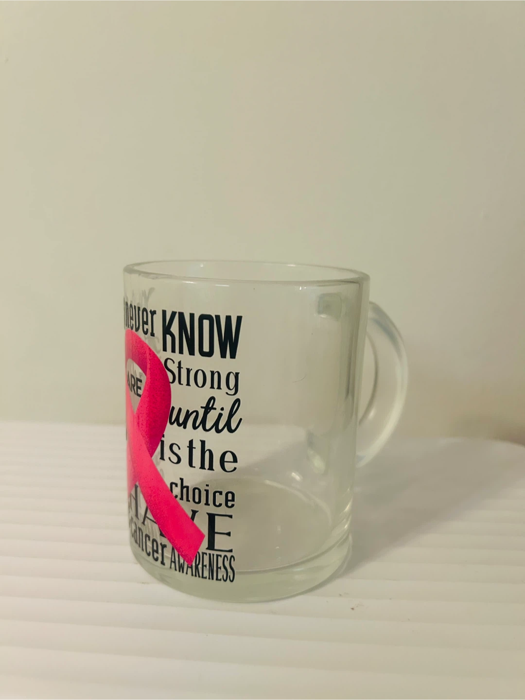 Handmade Breast 🏈 Cancer Awareness Glass Mug - photo 3