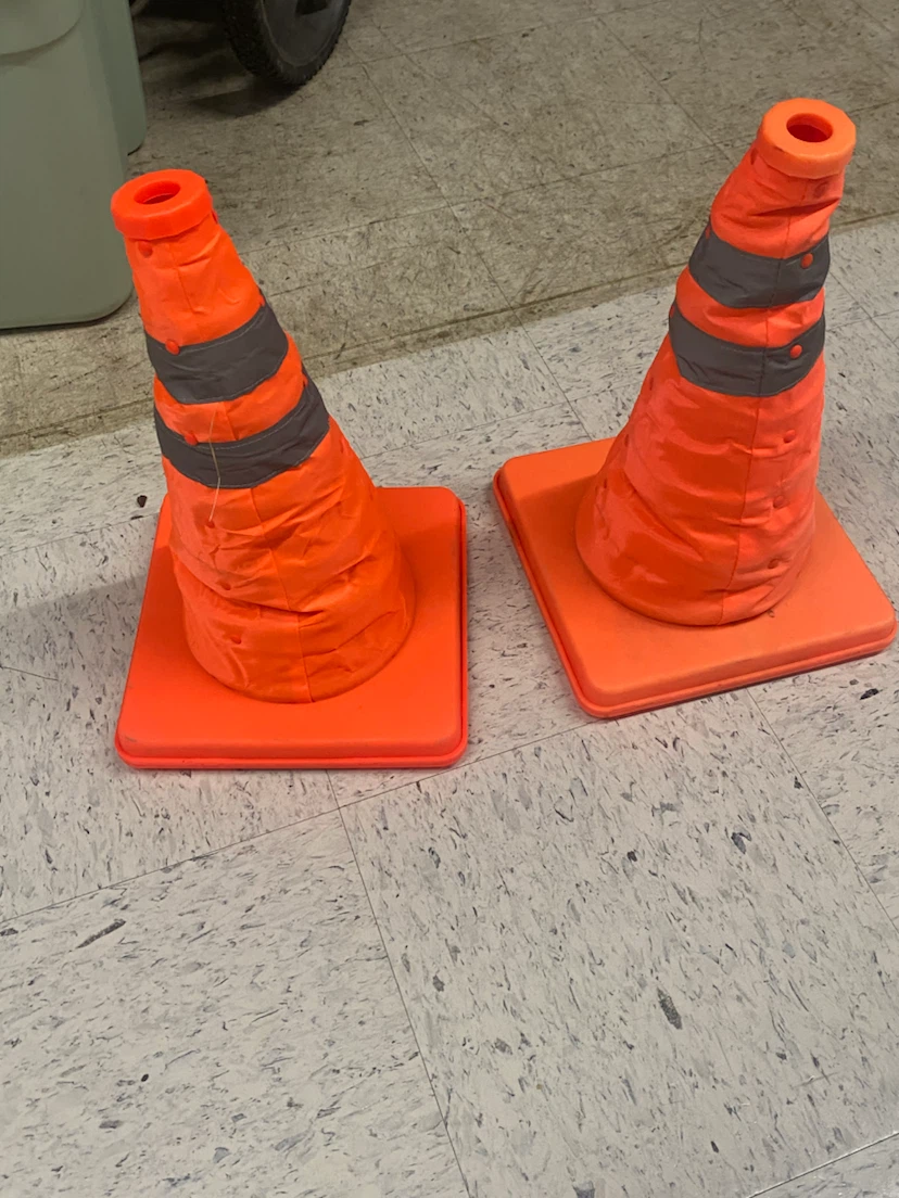 Two Collapsible Orange Traffic Cones