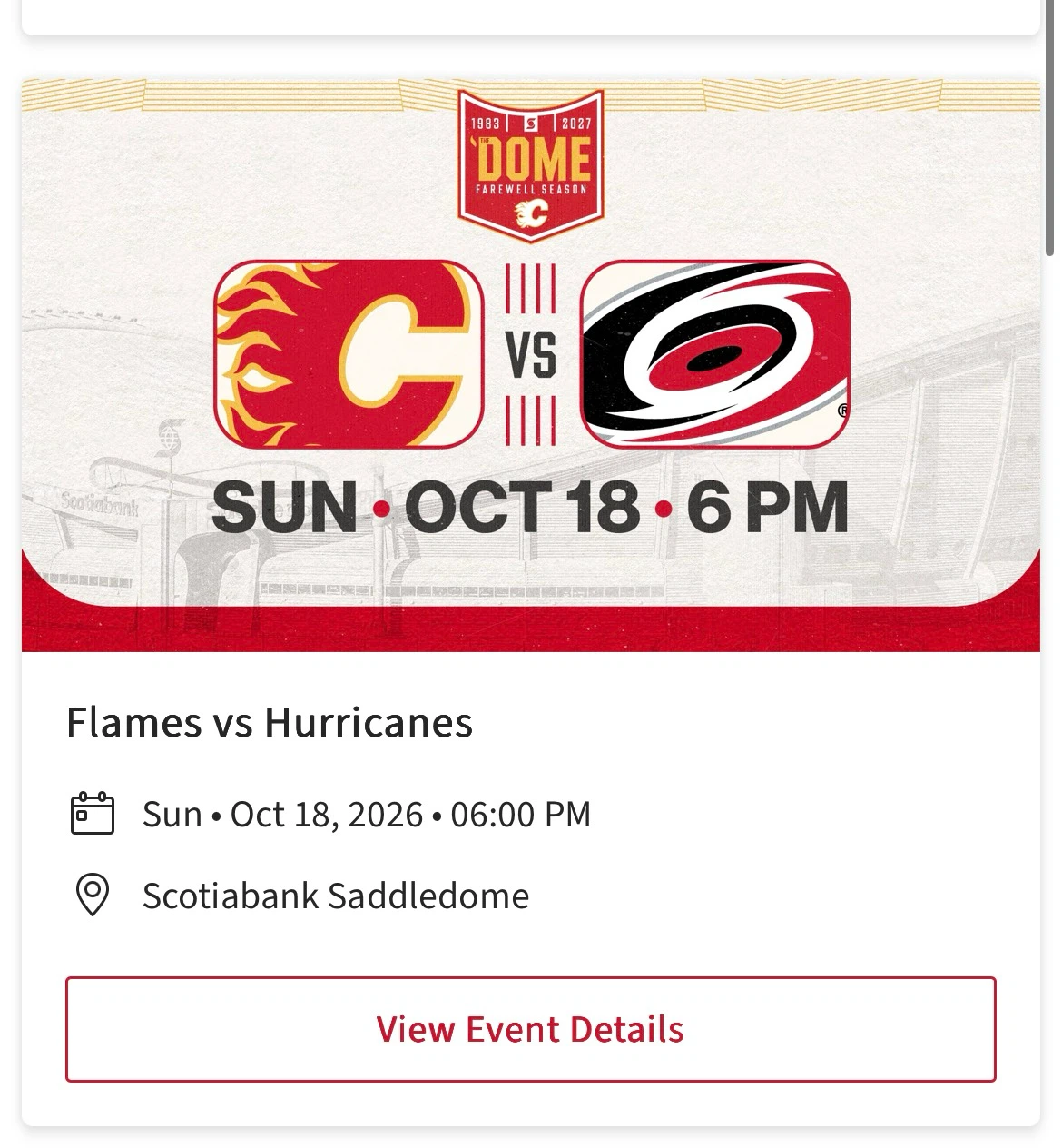 Flames vs Hurricanes - Vouchers Included