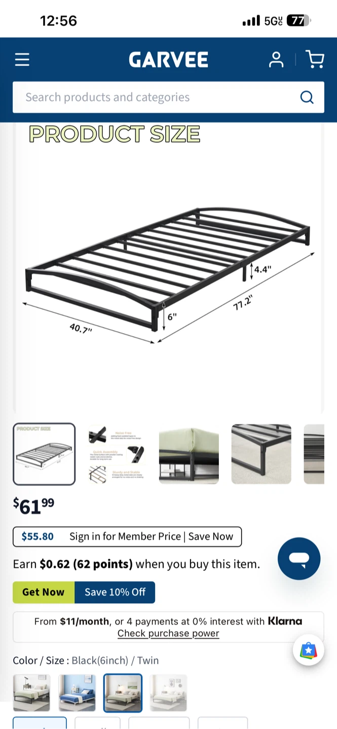 Garvee Twin Metal Bed Frame