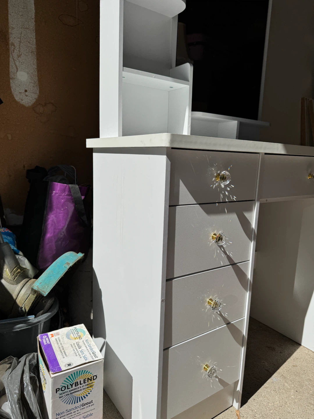 New White Vanity Desk with Mirror and Shelves - photo 2