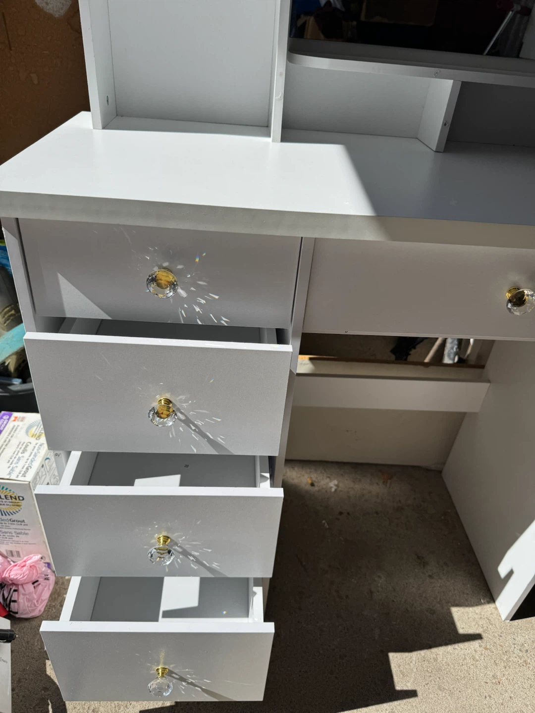 New White Vanity Desk with Mirror and Shelves - photo 5