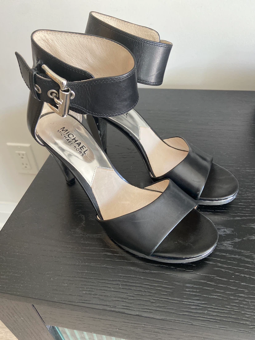 🏈 Michael Kors Black Ankle Strap Heels