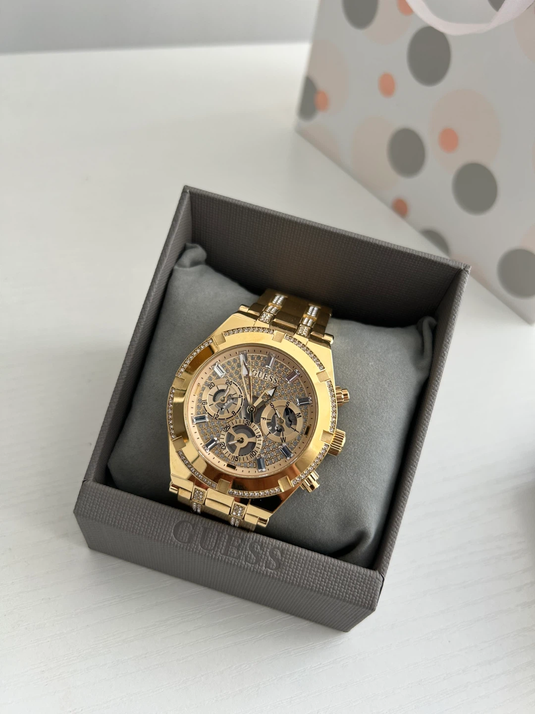 GUESS Gold-Tone Chronograph Watch GW0261G2