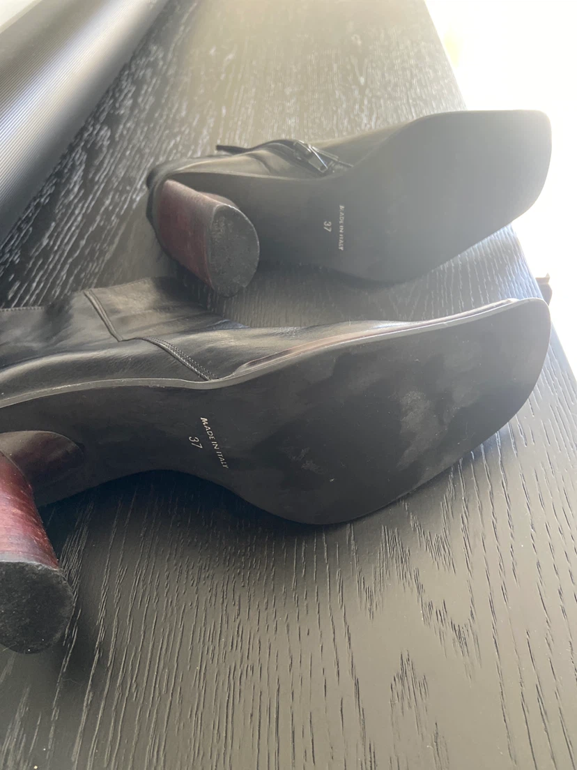 🏈 Black Leather Ankle Boots Size 37 - photo 3
