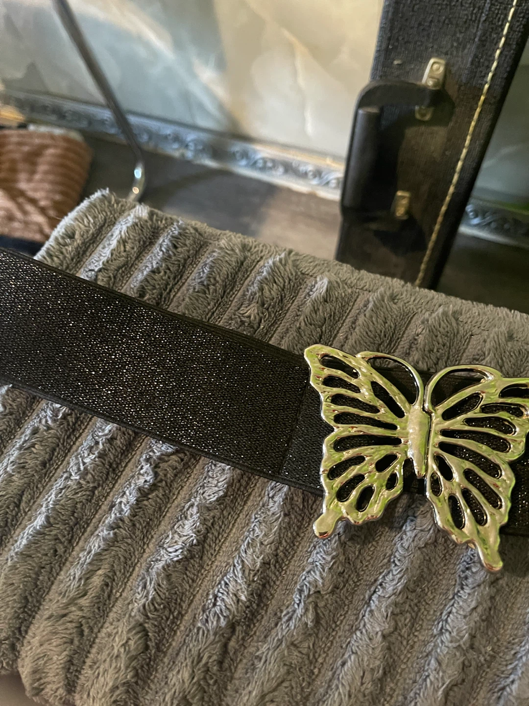 Black Elastic Butterfly Waist Belt - photo 2