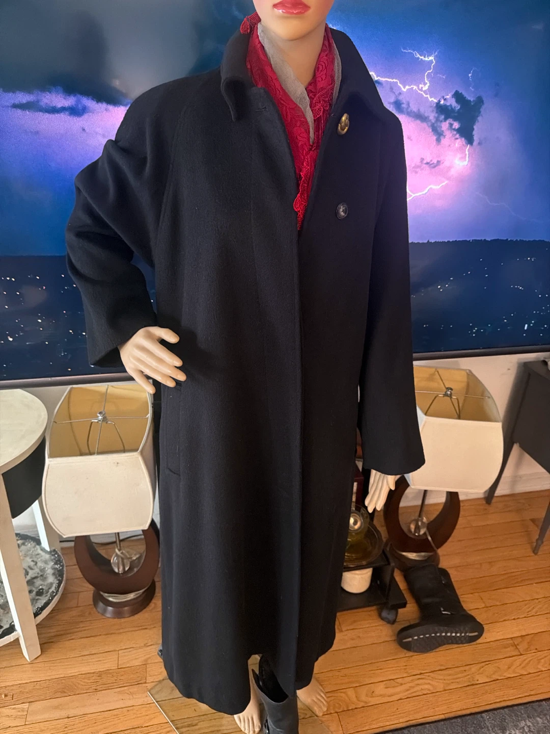 Andrea Black Wool Coat Size 10 - photo 3