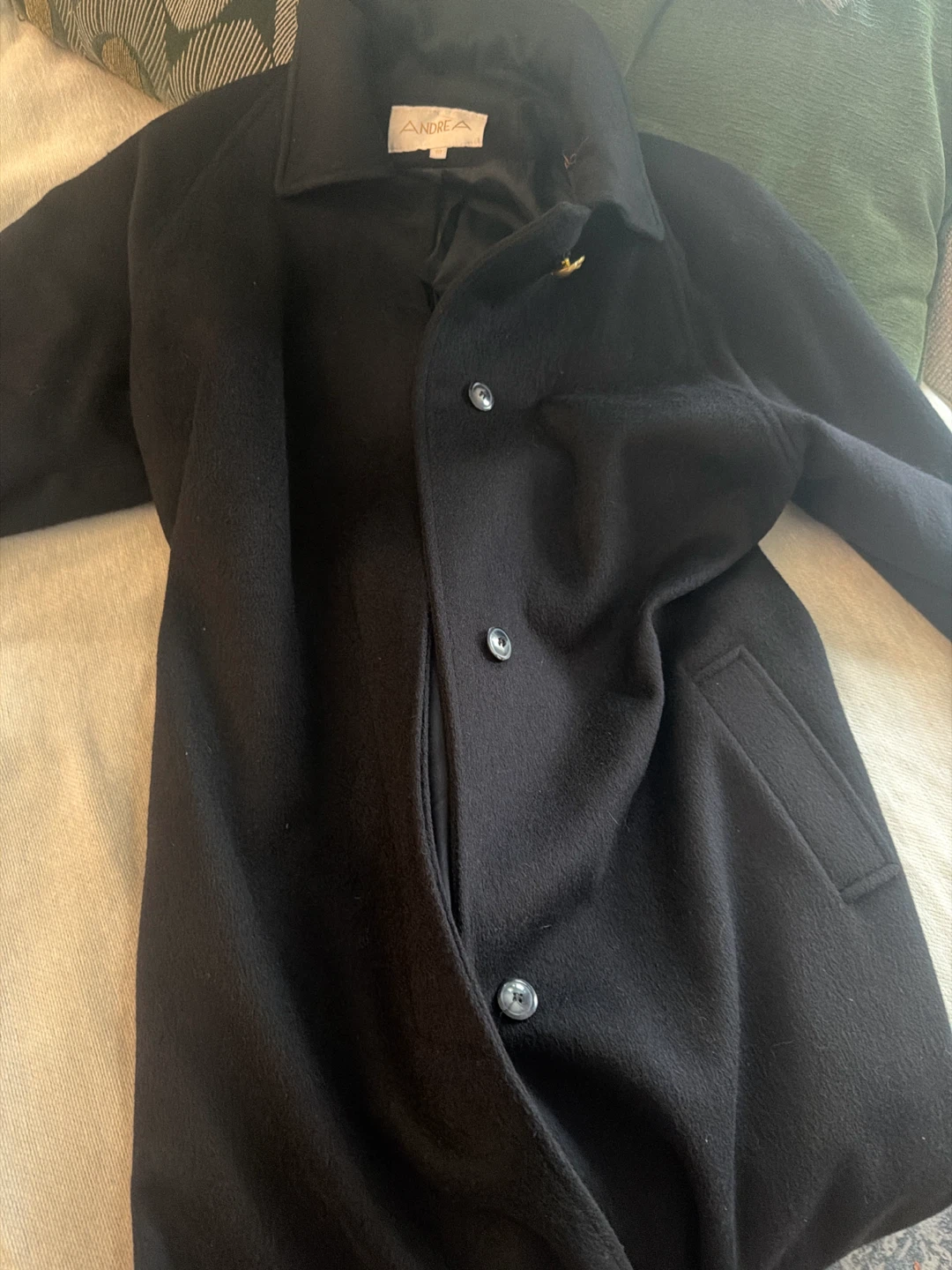Andrea Black Wool Coat Size 10 - photo 4