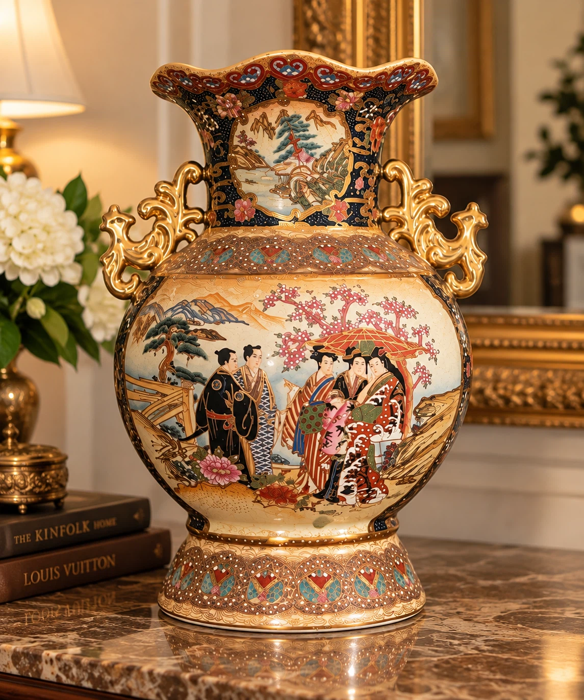 Pair of Royal Satsuma Hand-Painted Vases - photo 2