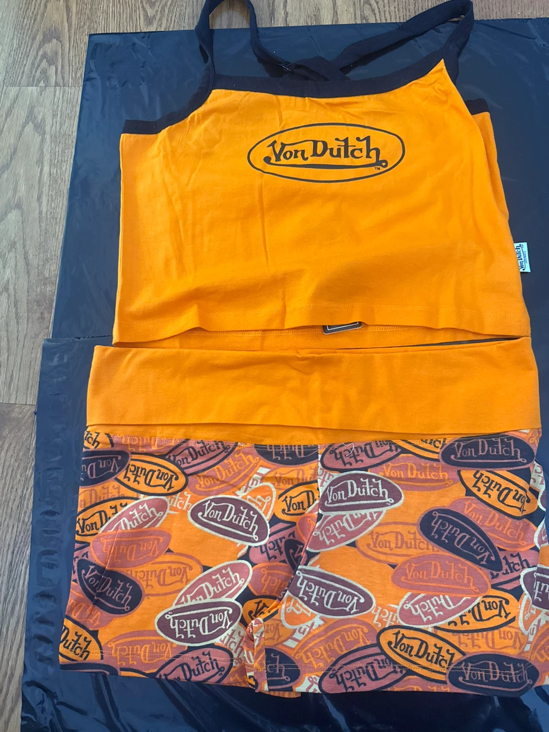Von Dutch Orange Tank Top and Shorts Set