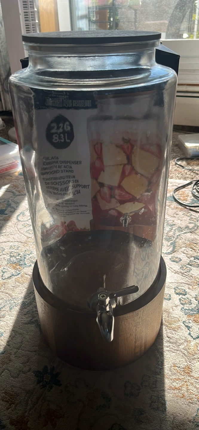 Studio Tu Glass Drink Dispenser with Acacia Wood Stand - photo 2