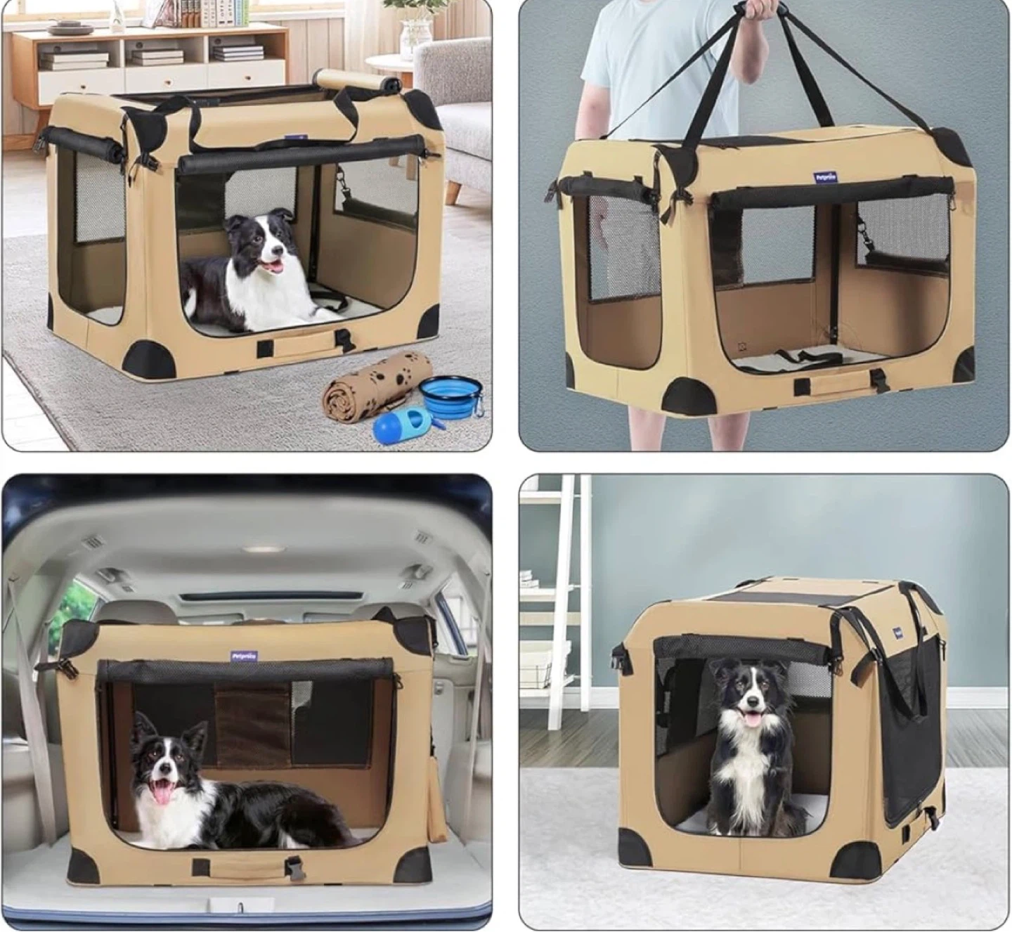 Petprsco Portable Dog Crate - Medium - Beige - photo 2