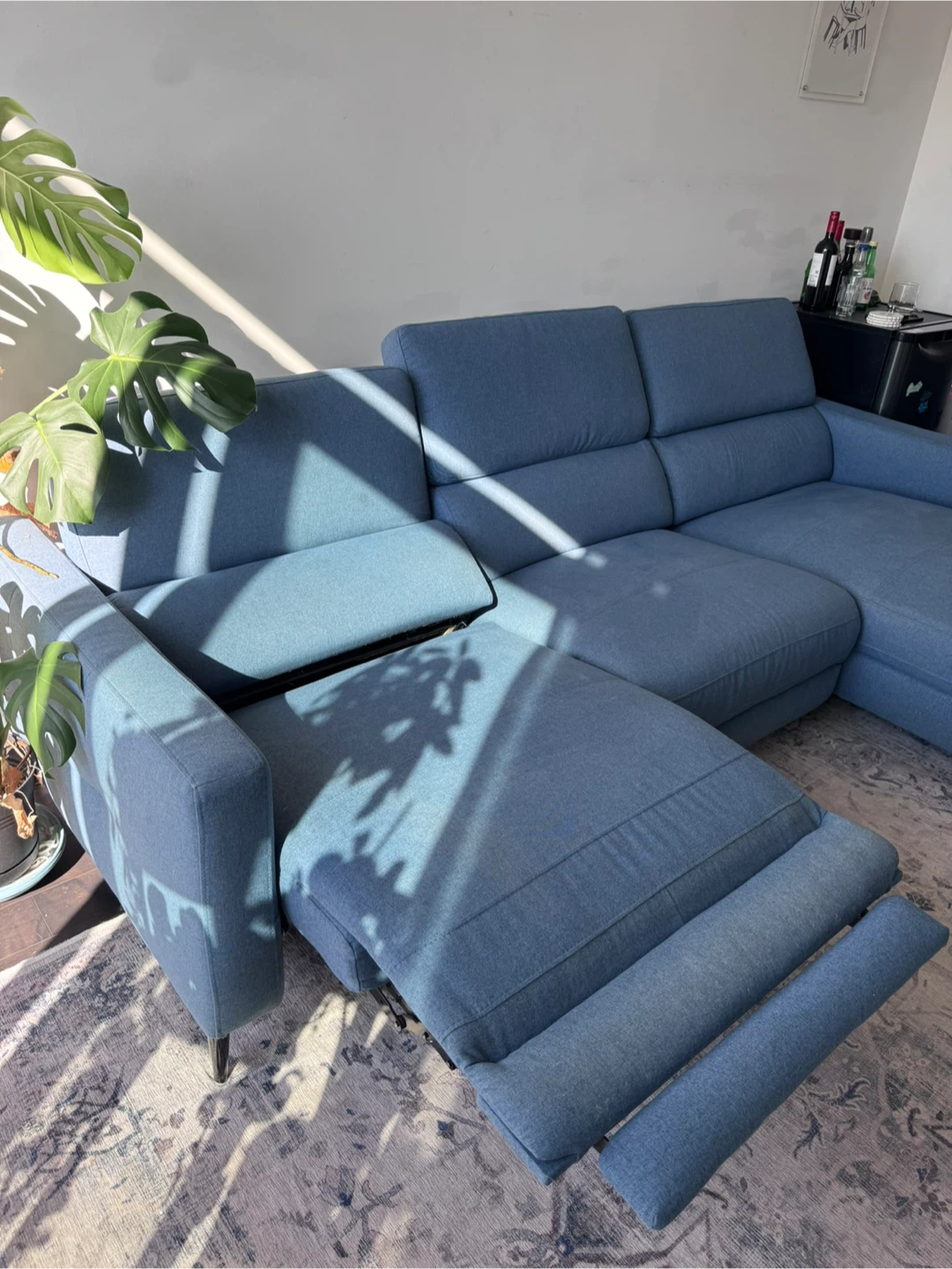 Blue Fabric Reclining Sectional Sofa - photo 2