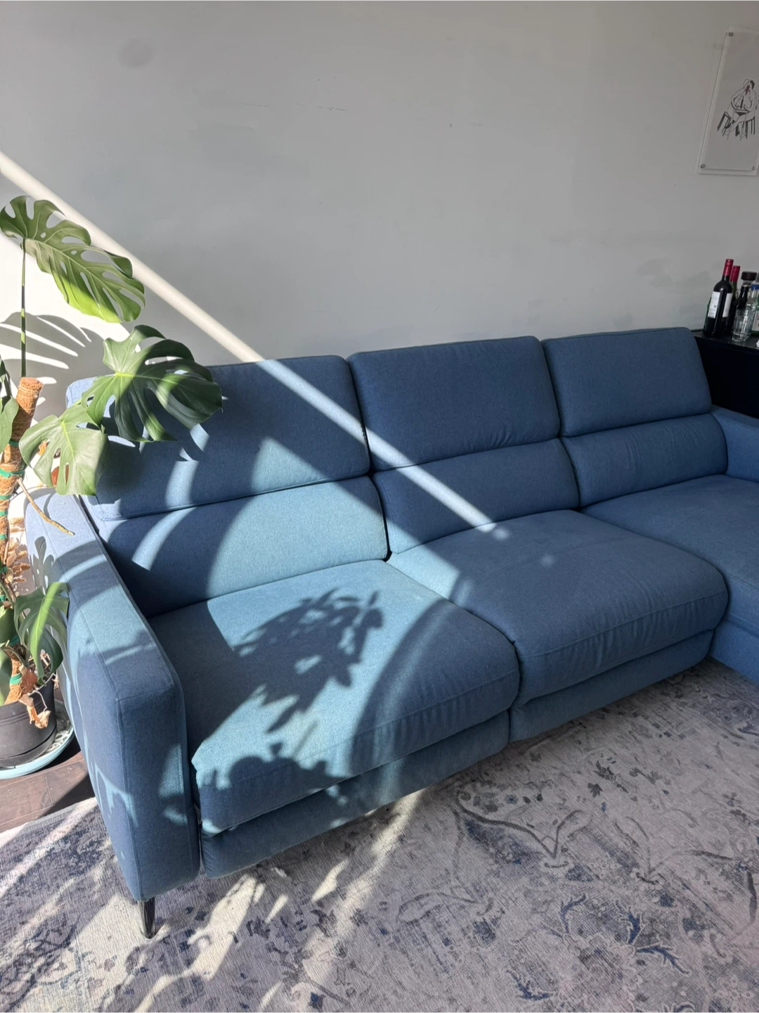 Blue Fabric Reclining Sectional Sofa - photo 3