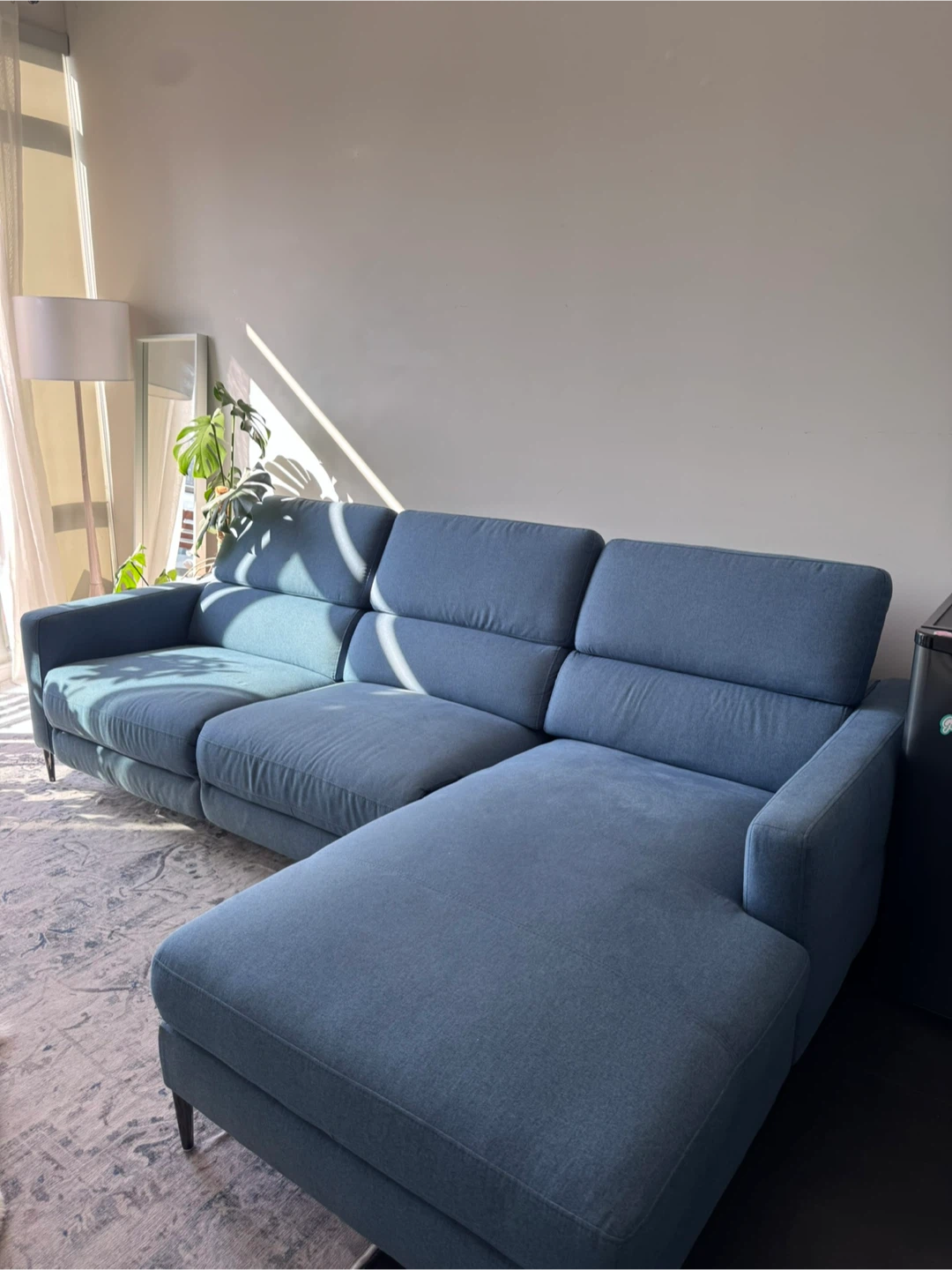 Blue Fabric Reclining Sectional Sofa - photo 4