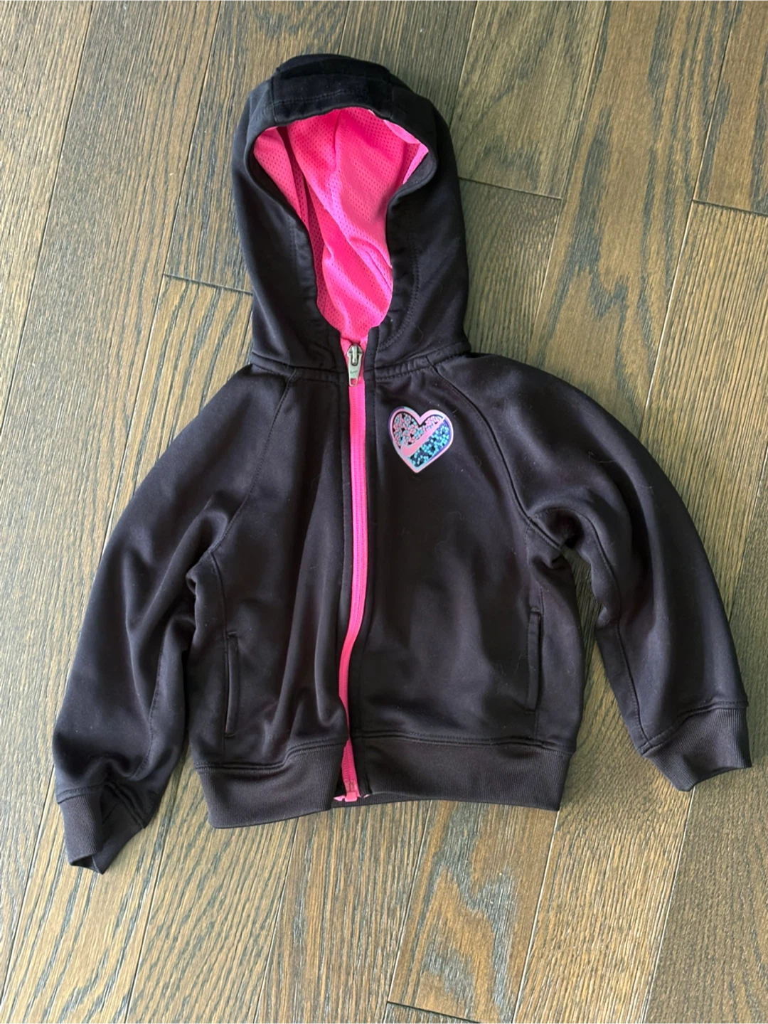 Nike Girls Black and Pink Zip-Up Hoodie