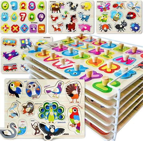 Quokka 6pc Wooden Pegged Puzzle Game Toy for Toddlers