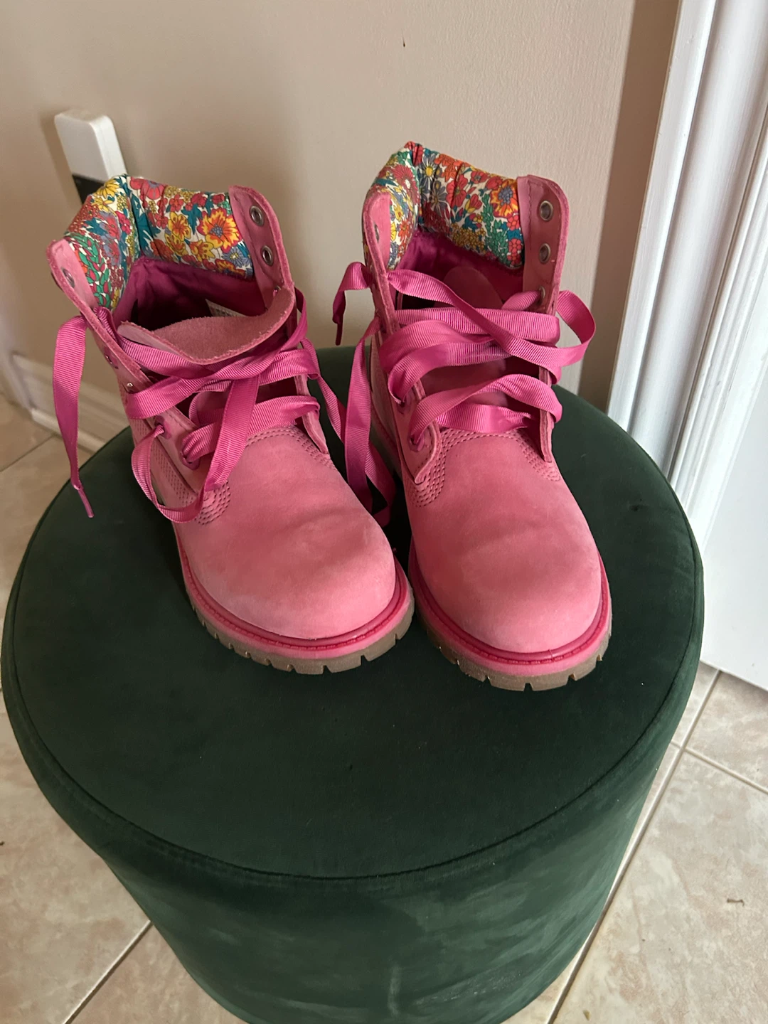 Timberland Pink Floral Boots