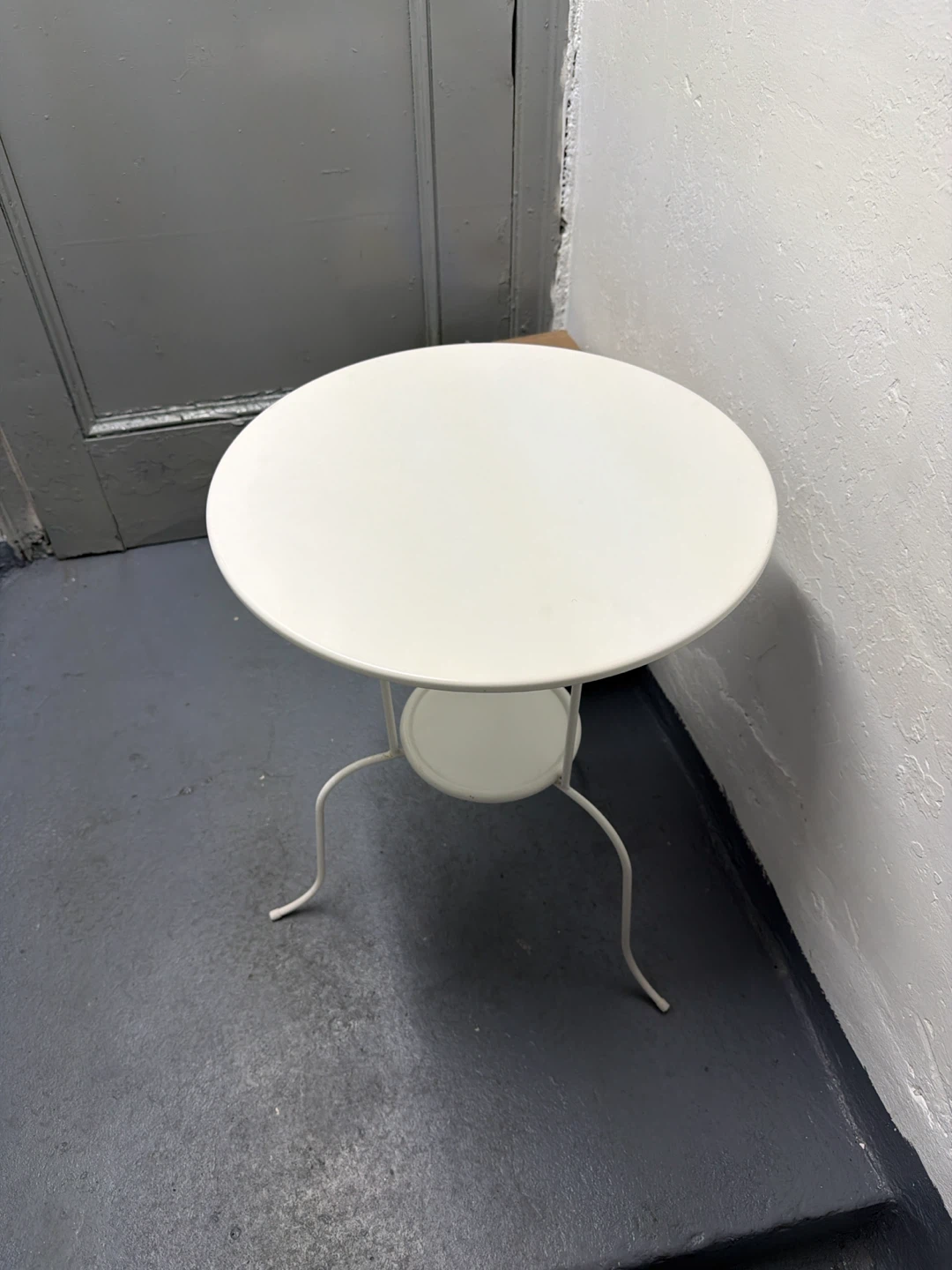 White Round Metal IKEA table