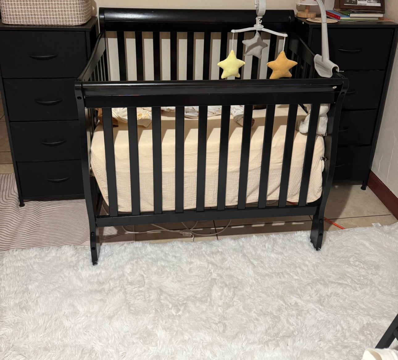 Black Wooden Baby Crib