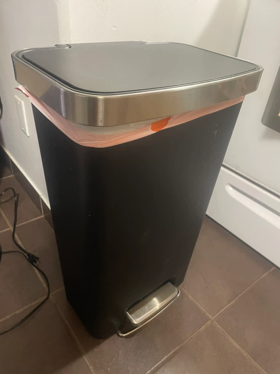 Black and Stainless Steel Kitchen Pedal Bin