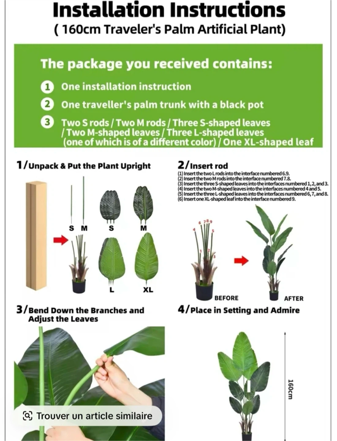 Artificial Traveler's Palm Plant 160cm - photo 4