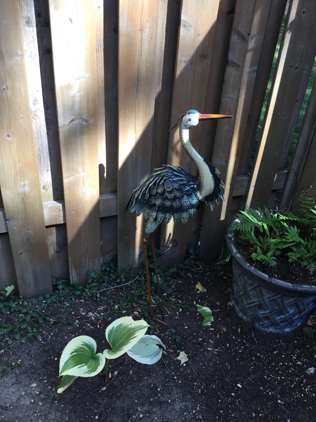 Metal Heron Garden Statue