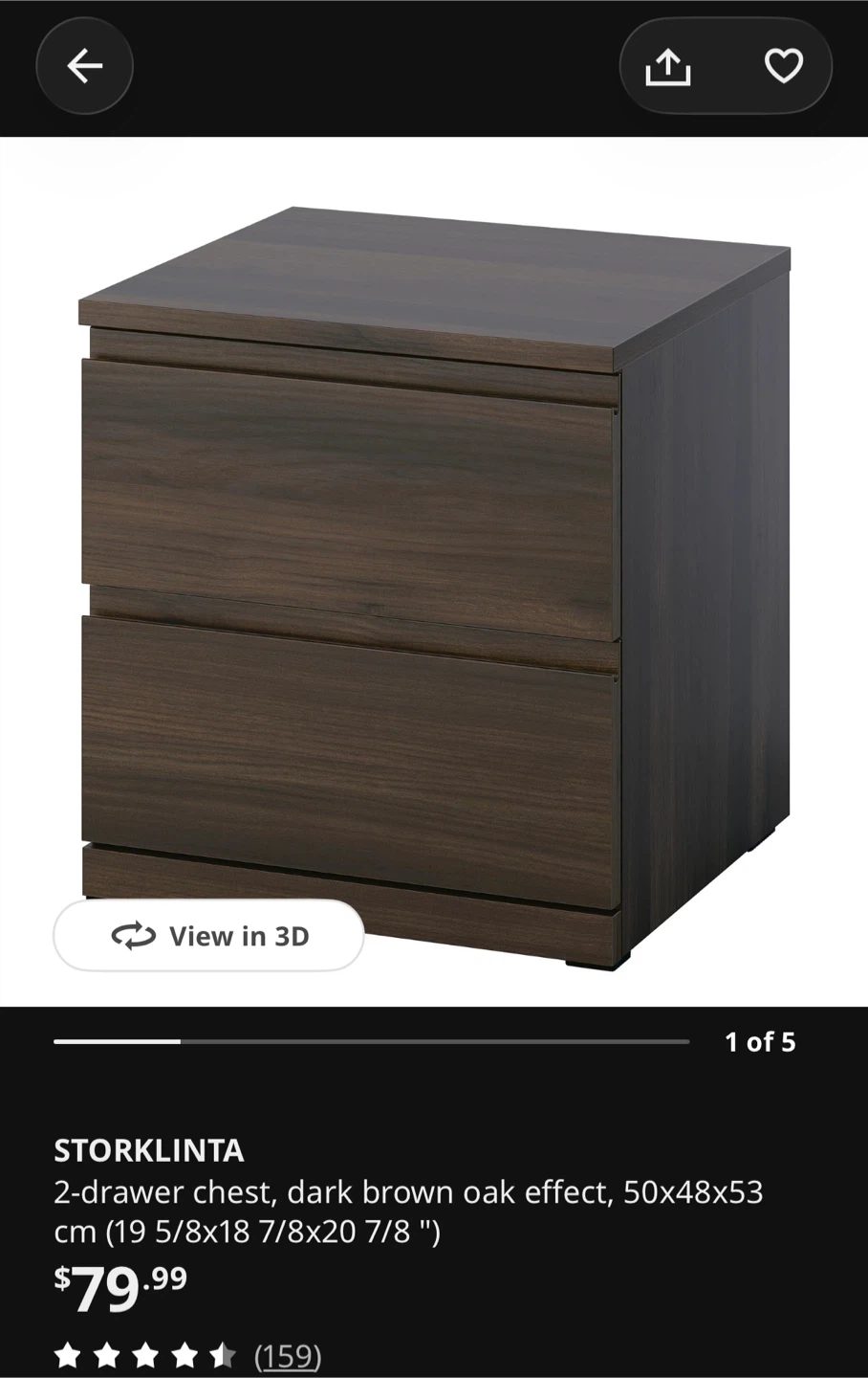 IKEA Storklinta 2-Drawer Chest Dark Brown 2 Count - photo 5