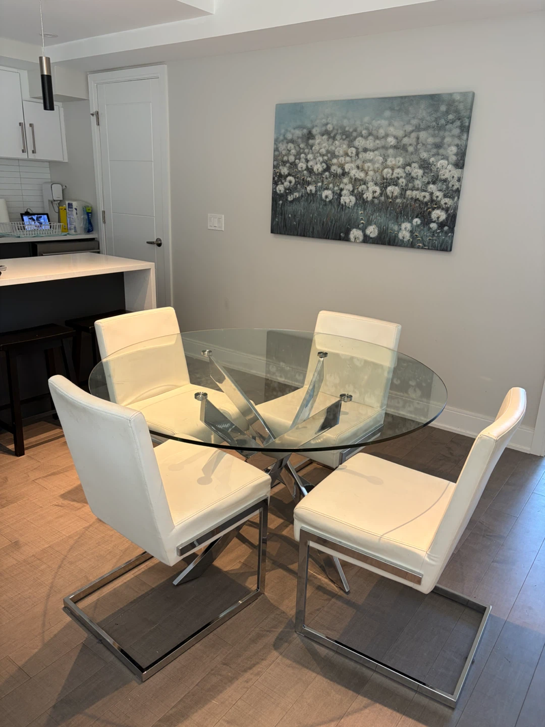 Round Glass Dining Table & Chairs - photo 2