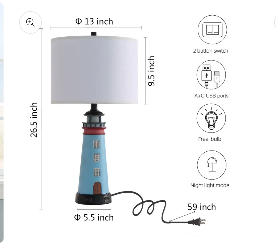 Set of 2 Lighthouse Table Lamps - photo 4