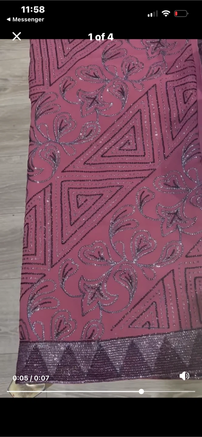 Embroidered Pink Fabric with Sequin Detailing