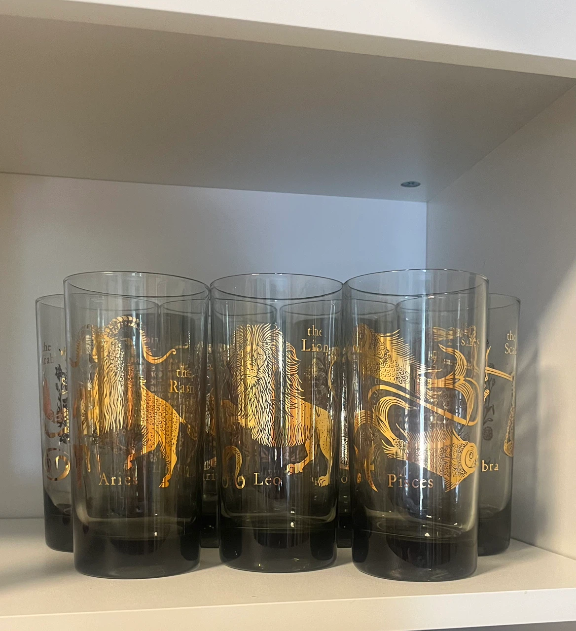 Vintage Zodiac Drinking Glasses, Set of 12