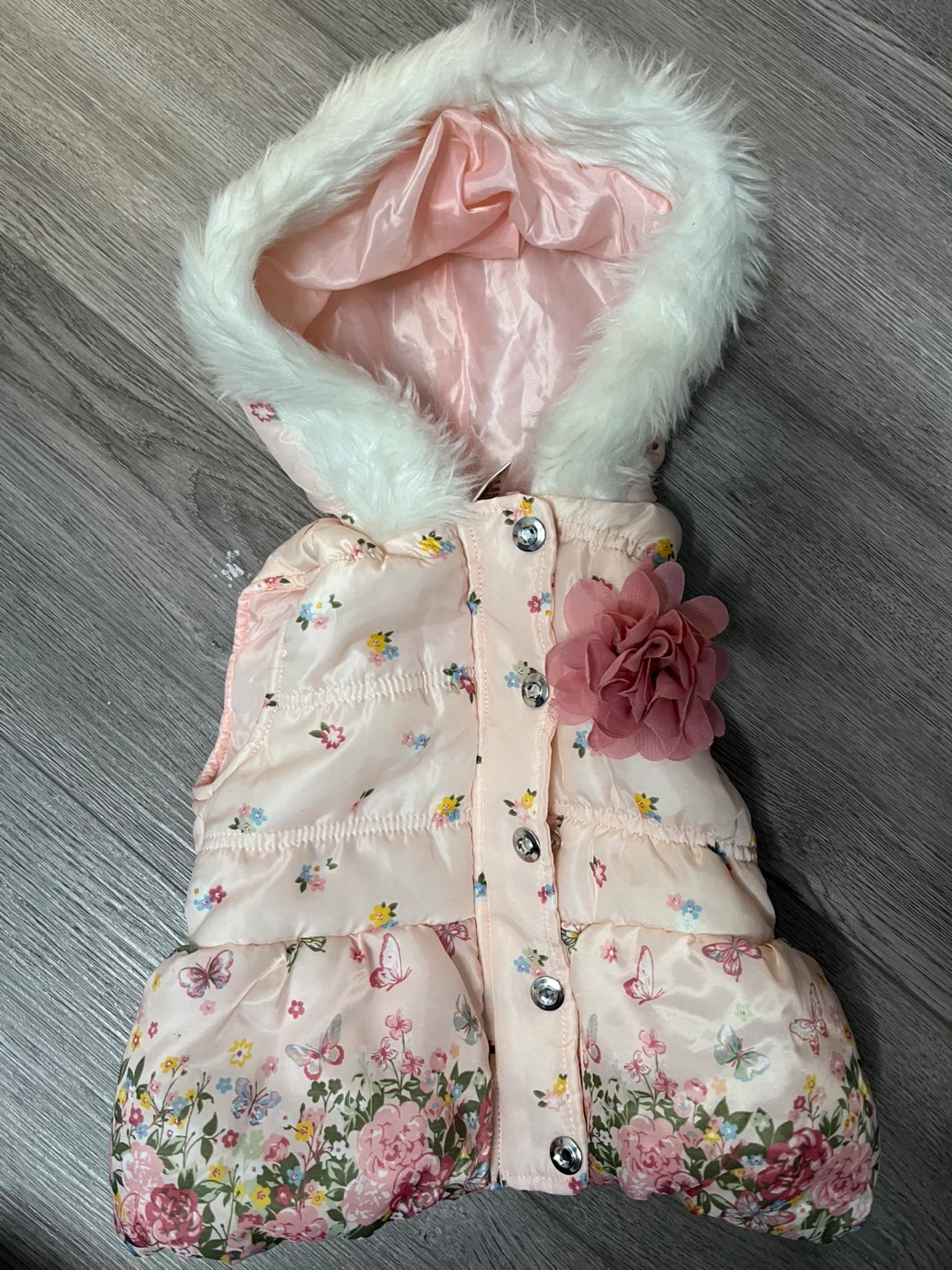 Little Lass Floral Puffer Vest