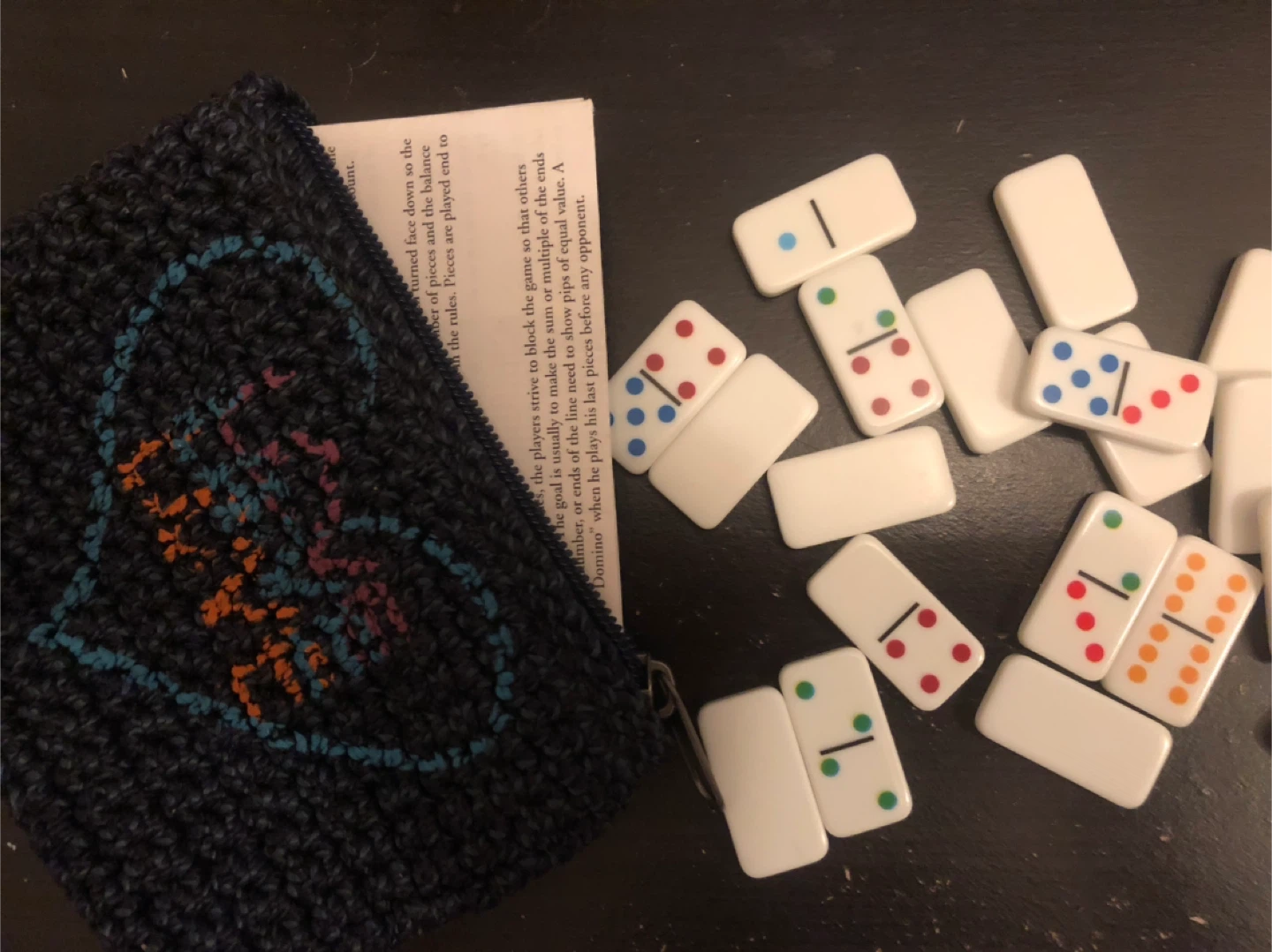 Domino Set in Crocheted Pouch🏈