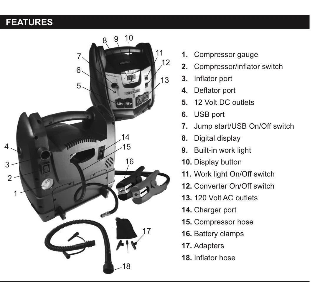 Schumacher XPF2260 6-in-1 Jump Starter + Air Compressor 🏈 - photo 3