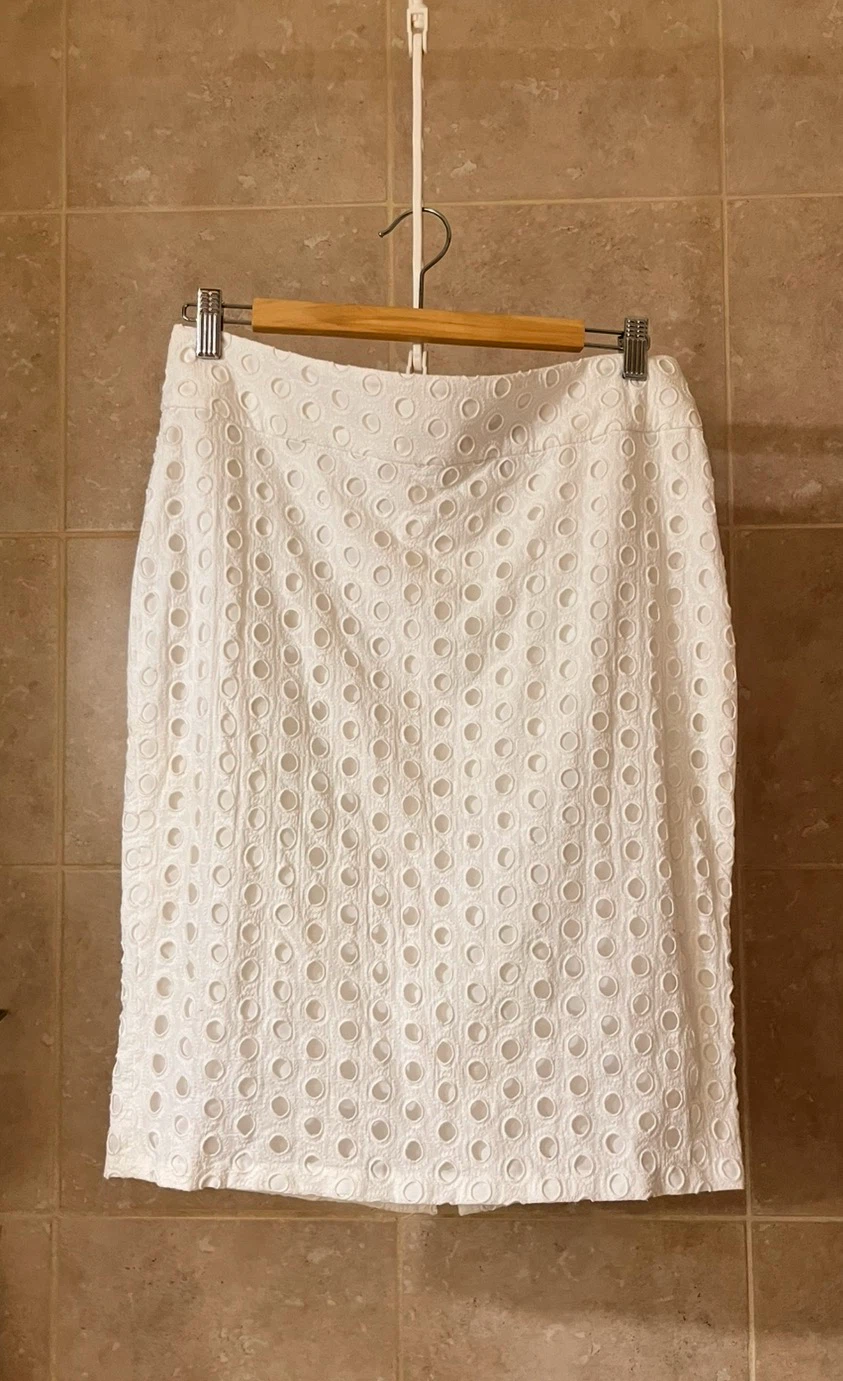 NEW Ann Taylor White Eyelet Skirt