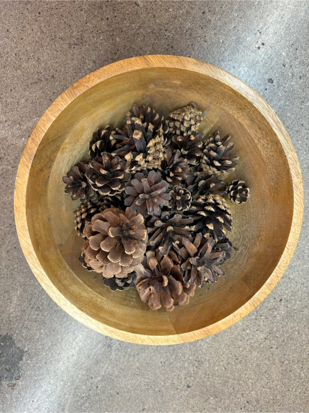 Decorative wooden bowl with pinecones - photo 2