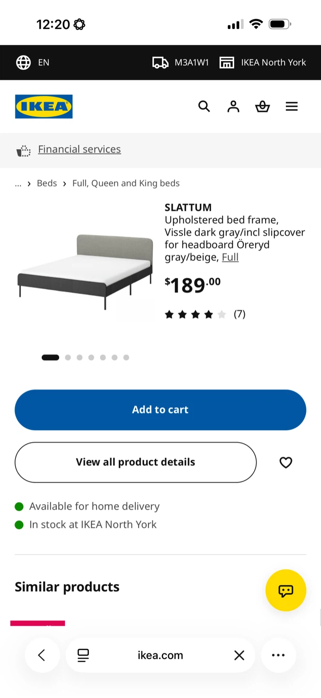 IKEA SLATTUM Upholstered Bed Frame - Full